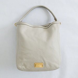 Marc by Marc Jacobs Light Gray Leather Shoulder Bag with Gold Hardware